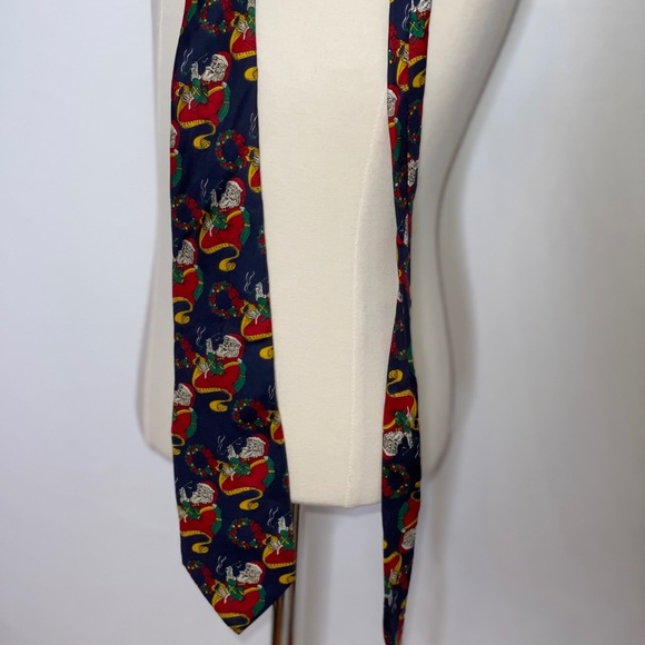 Vtg Christian Dior Santa silk tie Christmas - Picture 1 of 3
